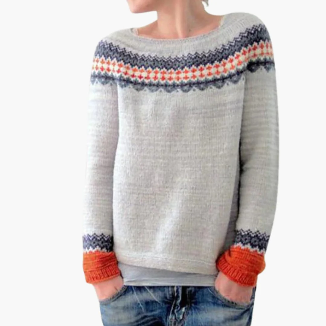 Damen pullover mit Rundhalsausschnitt und Baum-Muster - Image 3