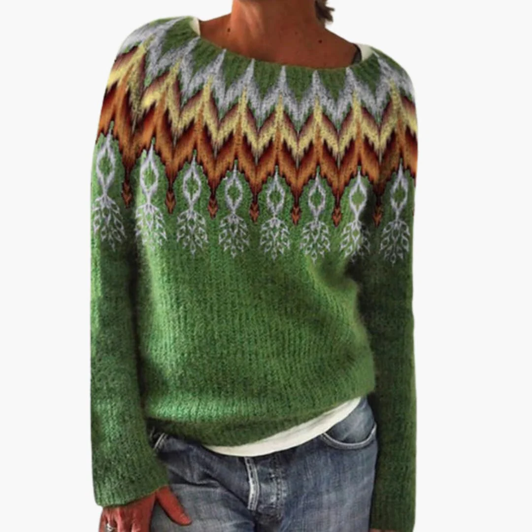 Damen pullover mit Rundhalsausschnitt und Baum-Muster - Image 4