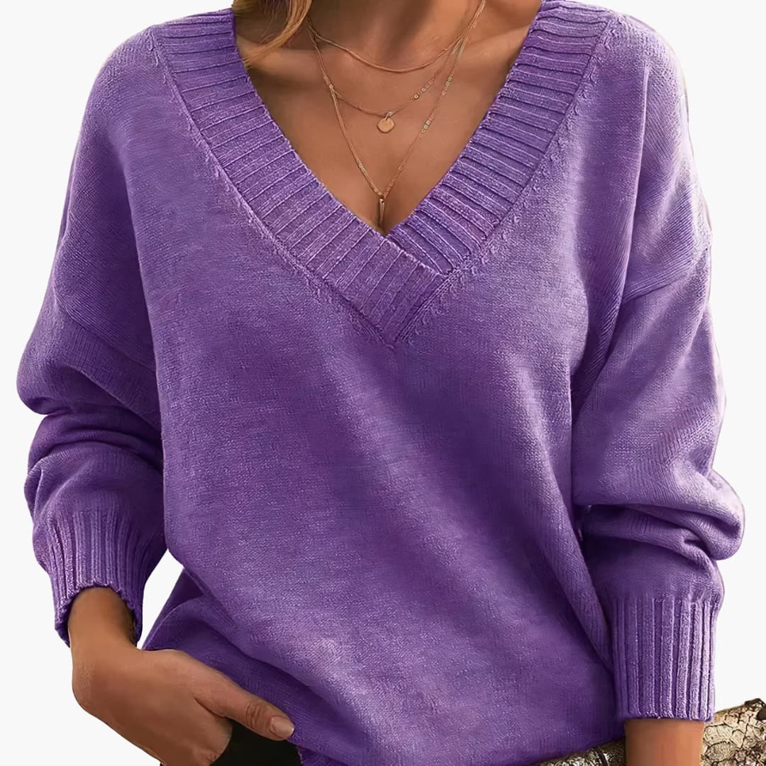 Damen Pullover mit V-Ausschnitt und langen Ärmeln - Image 10