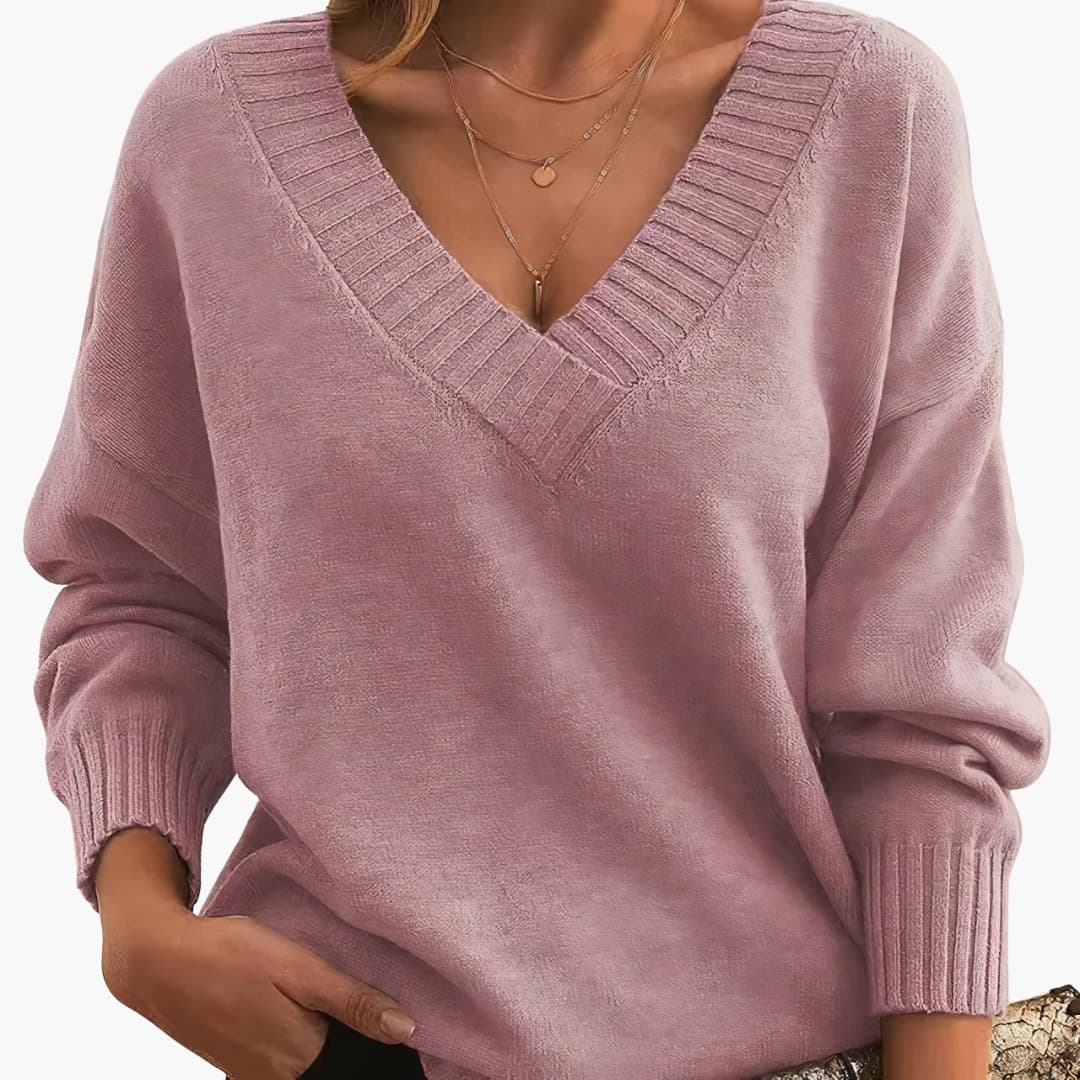 Damen Pullover mit V-Ausschnitt und langen Ärmeln - Image 3