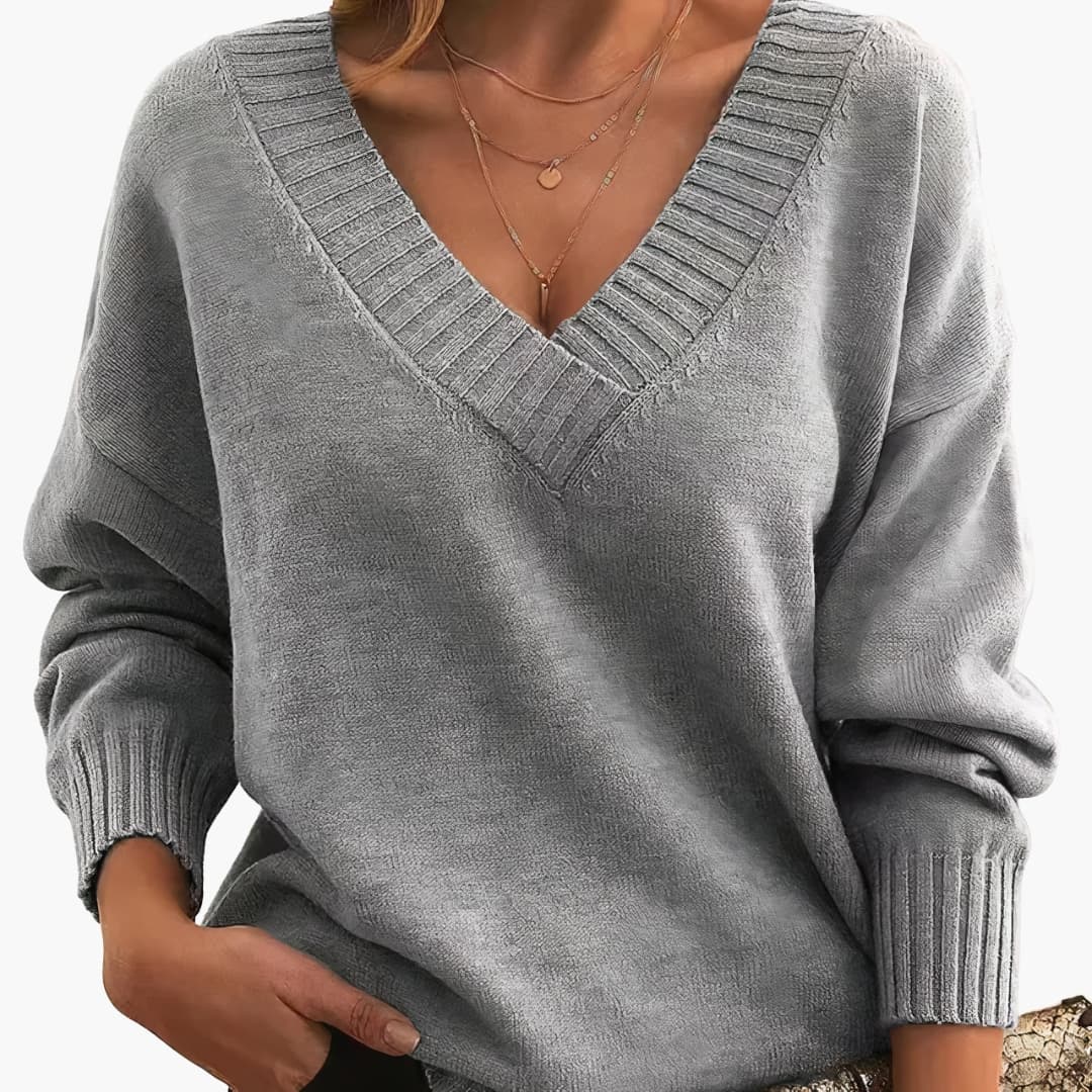 Damen Pullover mit V-Ausschnitt und langen Ärmeln - Image 4