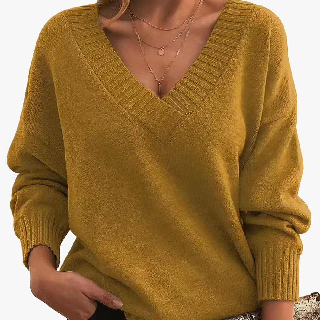 Damen Pullover mit V-Ausschnitt und langen Ärmeln - Image 5