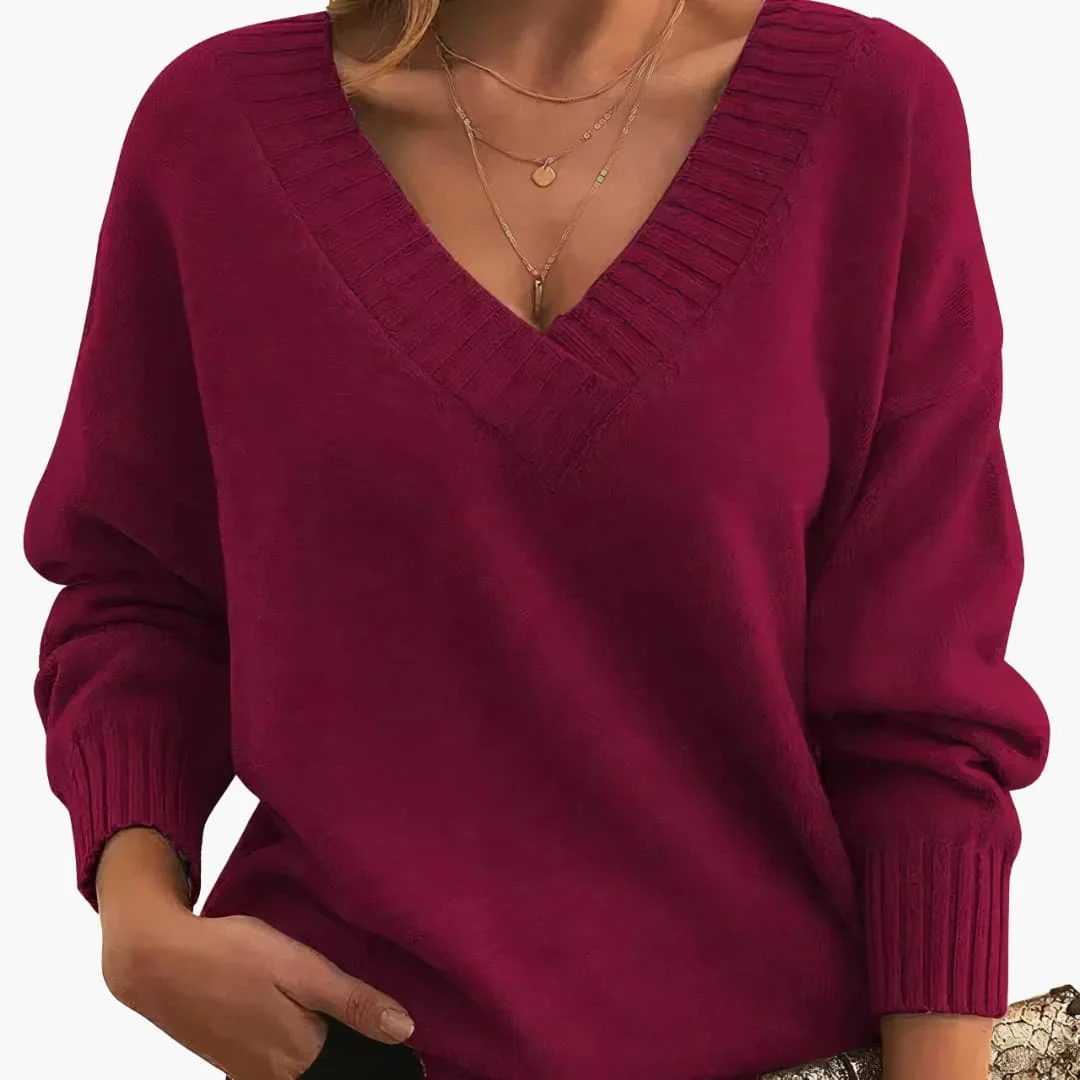 Damen Pullover mit V-Ausschnitt und langen Ärmeln - Image 6