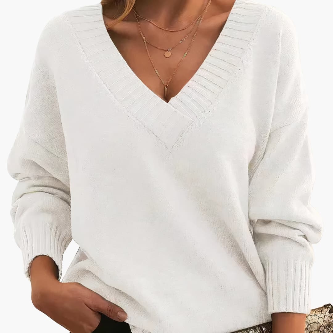 Damen Pullover mit V-Ausschnitt und langen Ärmeln - Image 7