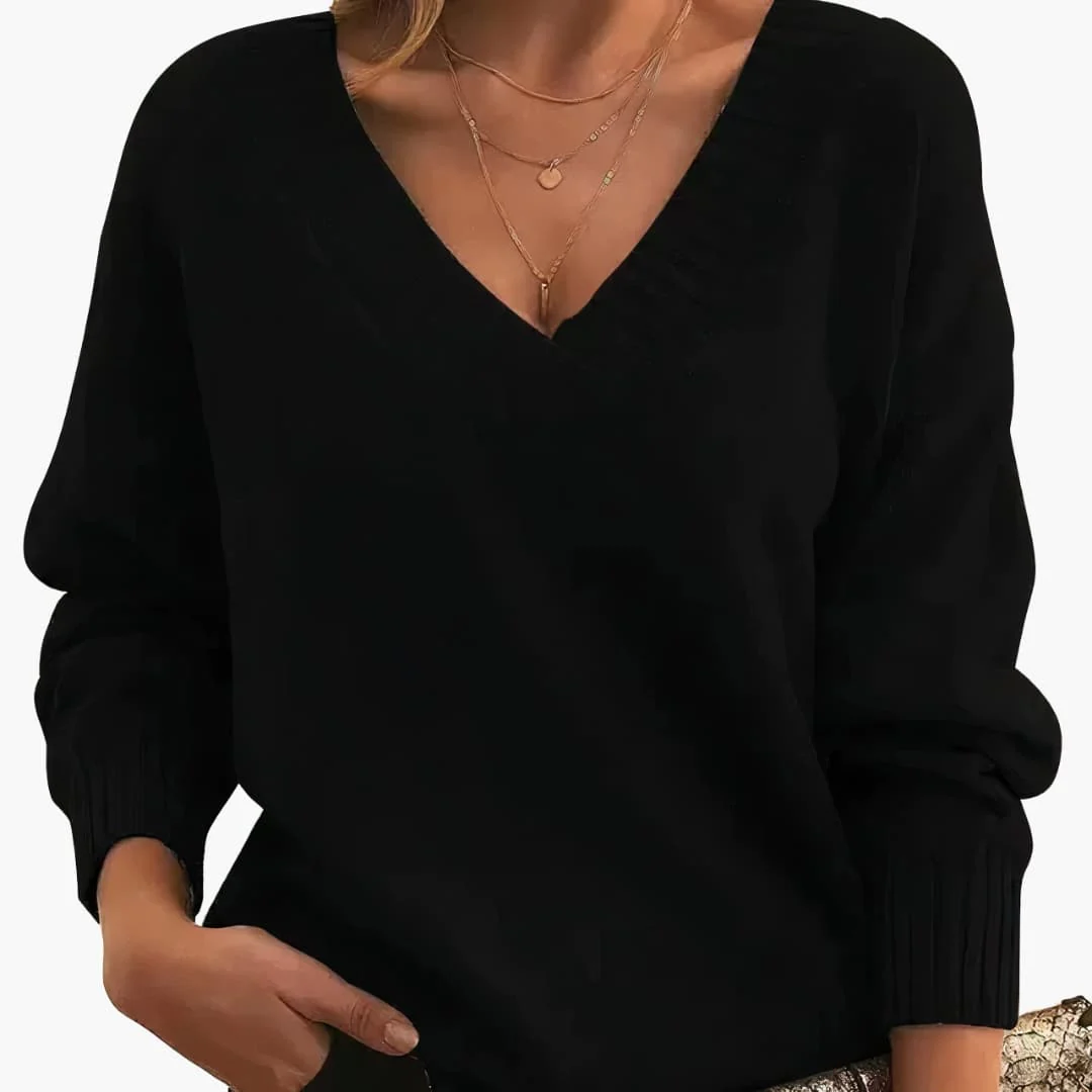 Damen Pullover mit V-Ausschnitt und langen Ärmeln - Image 9