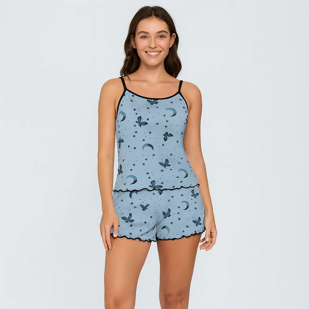 Damen-Pyjama-Set – Shorts & Top mit süßem schwarzen Herz-Print - Image 8