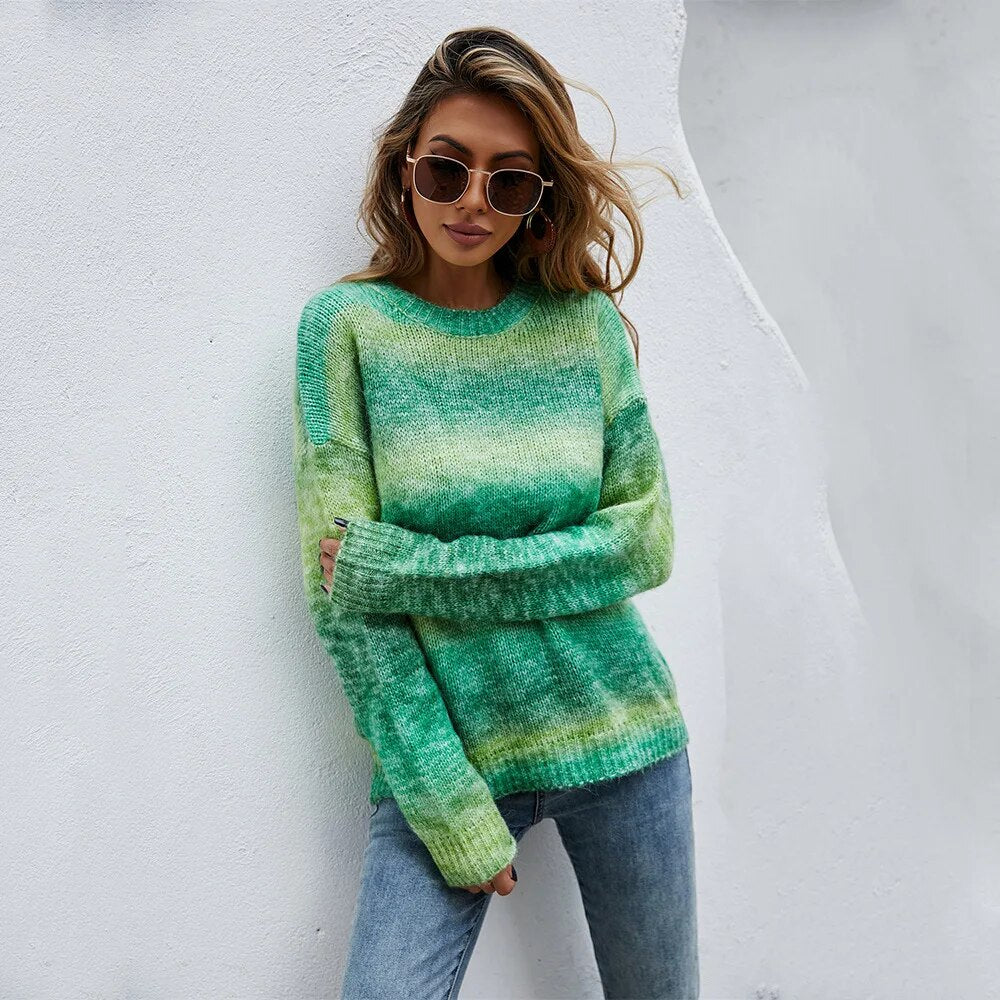Damen Regenbogen Pullover Bunt gestrickt Pullover - Image 6