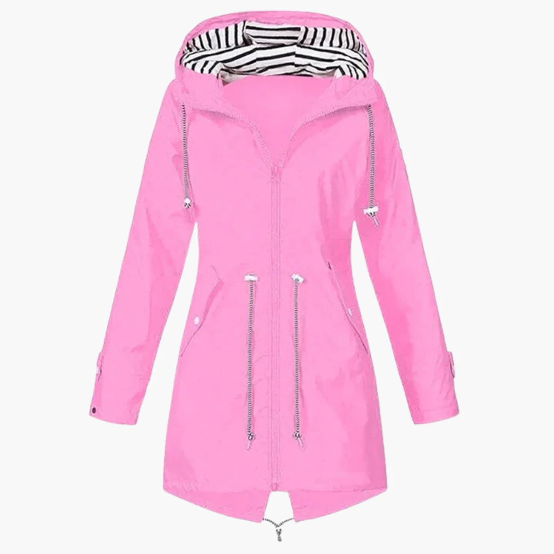 Damen Regenjacke mit Kapuze und Kordelzug an der Taille - Image 4