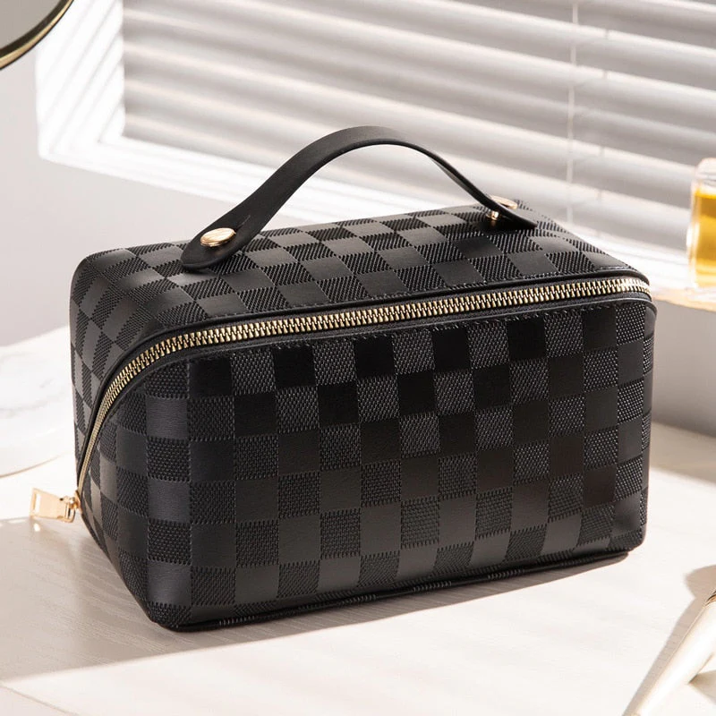 Damen-Reisekulturtasche, stilvolles Karomuster, strapazierfähiges Material - Image 6