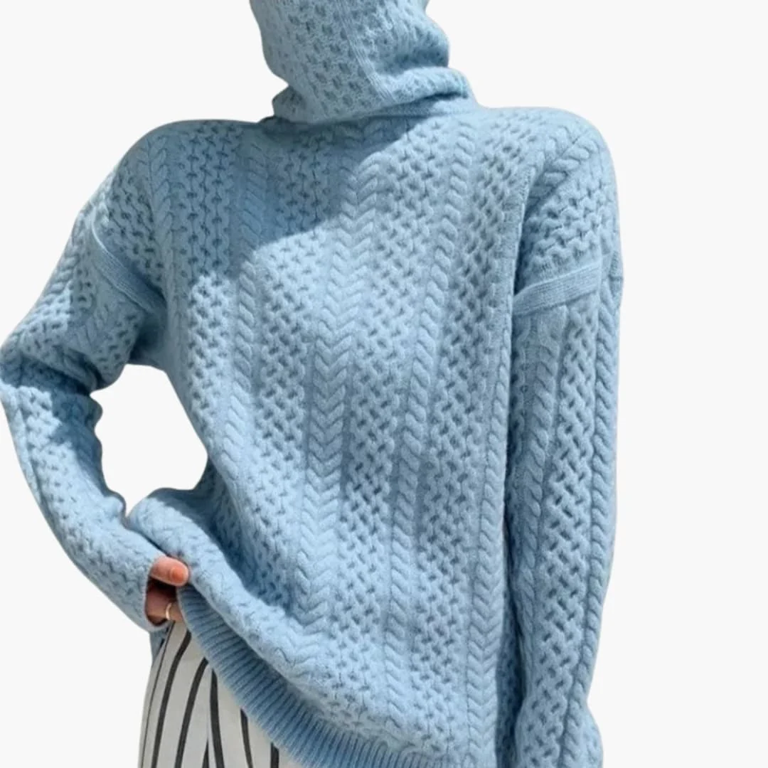 Damen Rollkragenpullover mit Zopfmuster - Image 5
