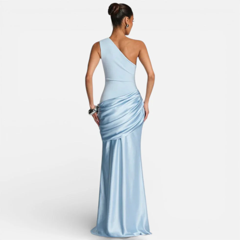 Damen Satin Hochzeitskleid Mermaid Lang One Shoulder - Image 3