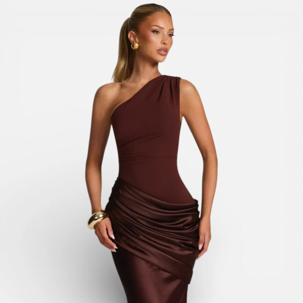 Damen Satin Hochzeitskleid Mermaid Lang One Shoulder - Image 6