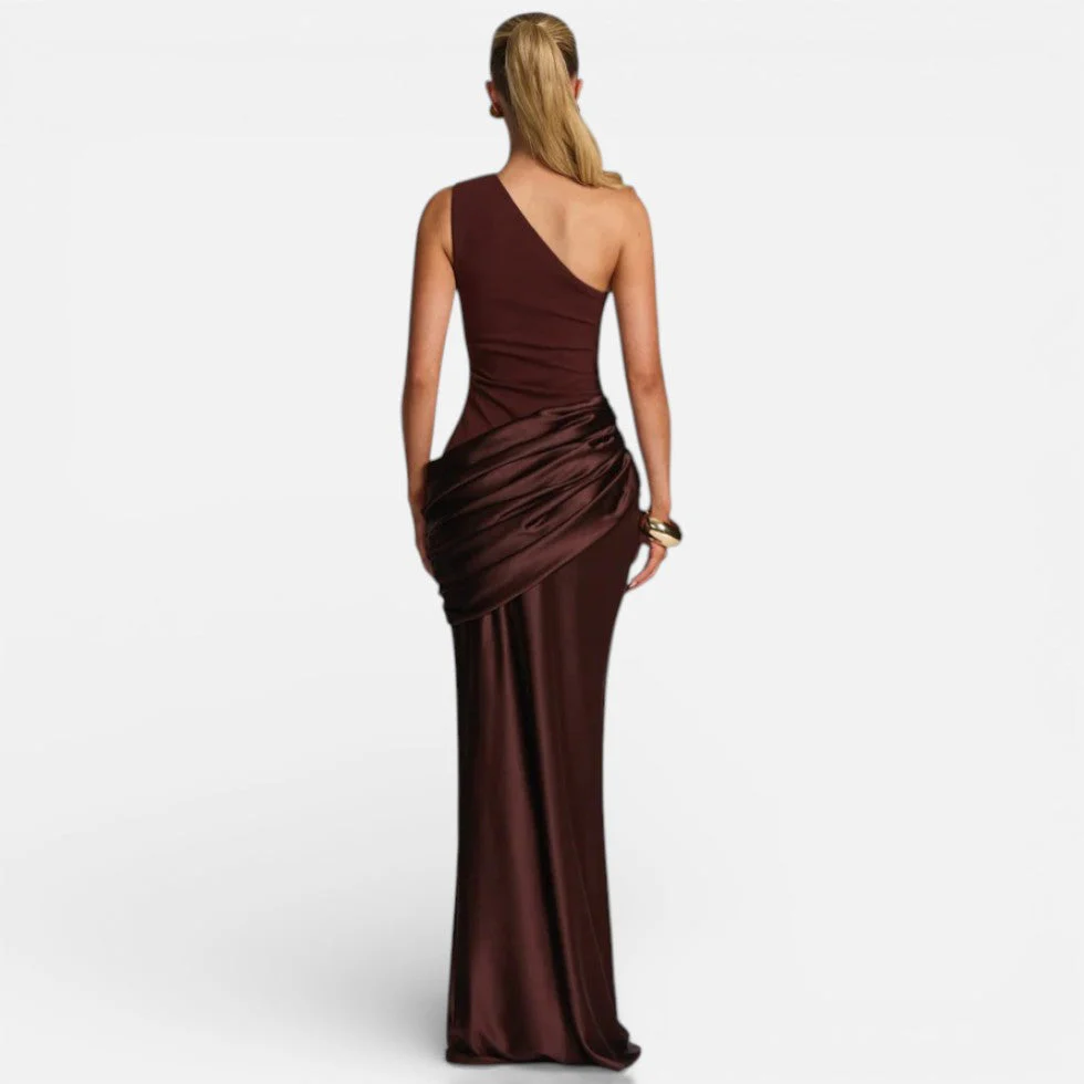 Damen Satin Hochzeitskleid Mermaid Lang One Shoulder - Image 7