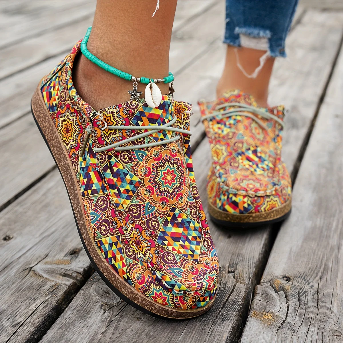 Damen-Schuhe im Vintage-Stil mit farbenfrohem Paisley-Muster - Image 4