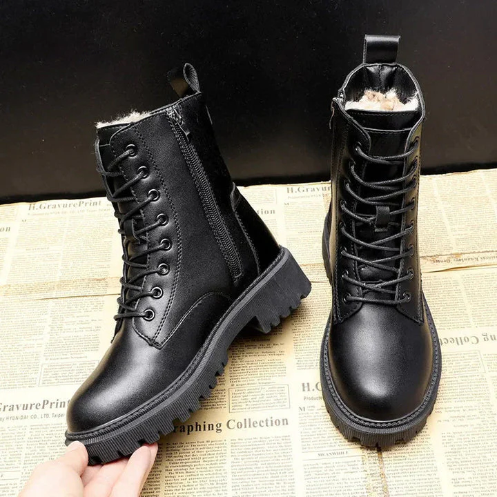 Damen Schwarz Hochgeschnitten Schnürstiefel | Rutschfest - Image 3