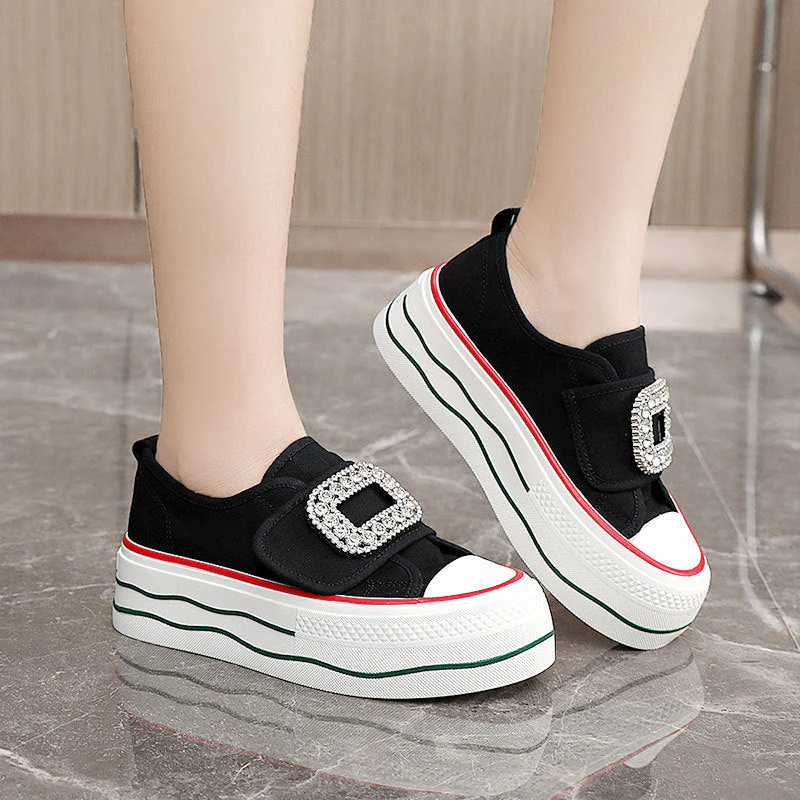 Damen Sneakers mit funkelndem Schnallen-Design und hoher Plattform - Image 3