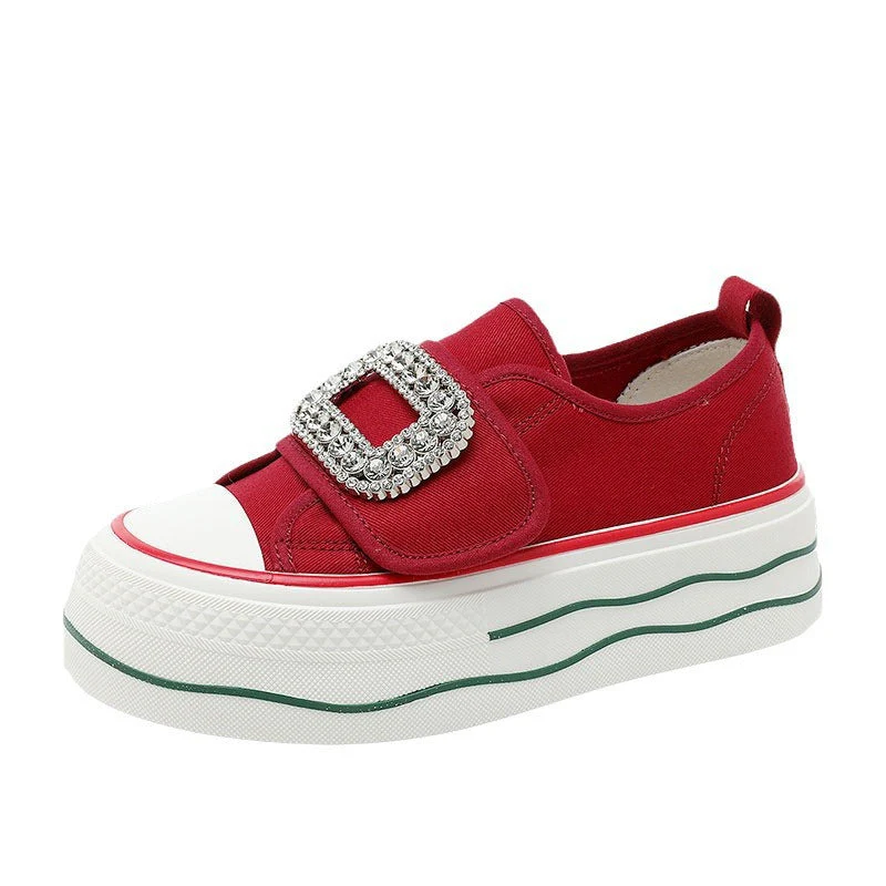 Damen Sneakers mit funkelndem Schnallen-Design und hoher Plattform - Image 4