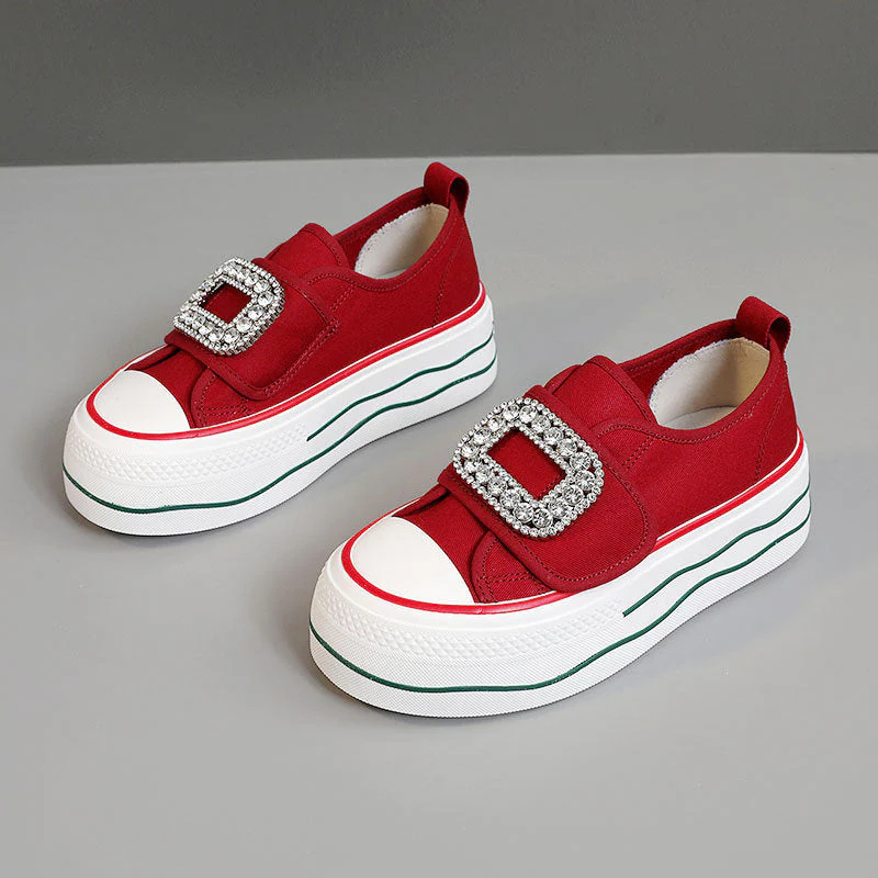 Damen Sneakers mit funkelndem Schnallen-Design und hoher Plattform - Image 5