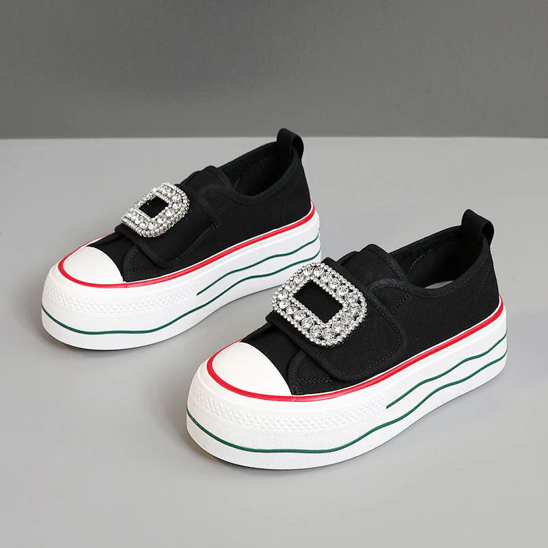 Damen Sneakers mit funkelndem Schnallen-Design und hoher Plattform - Image 6