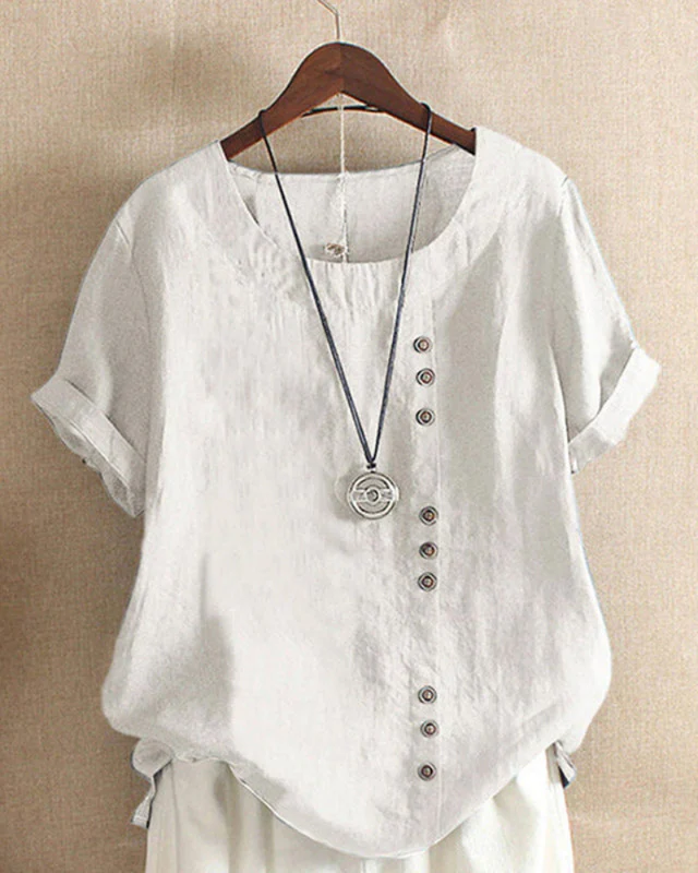 Damen Sommer Blusenshirt | Kurzarm Design mit Knopfleiste - Image 4