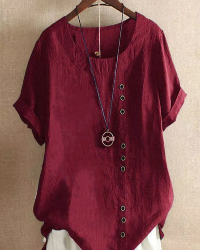 Damen Sommer Blusenshirt | Kurzarm Design mit Knopfleiste - Image 8