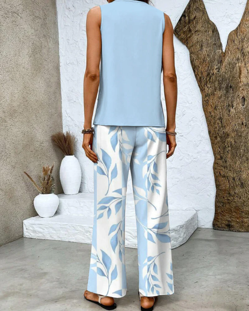 Damen Sommer Set Zweiteiler | Ärmelloses Top & Gerade Hose - Image 2