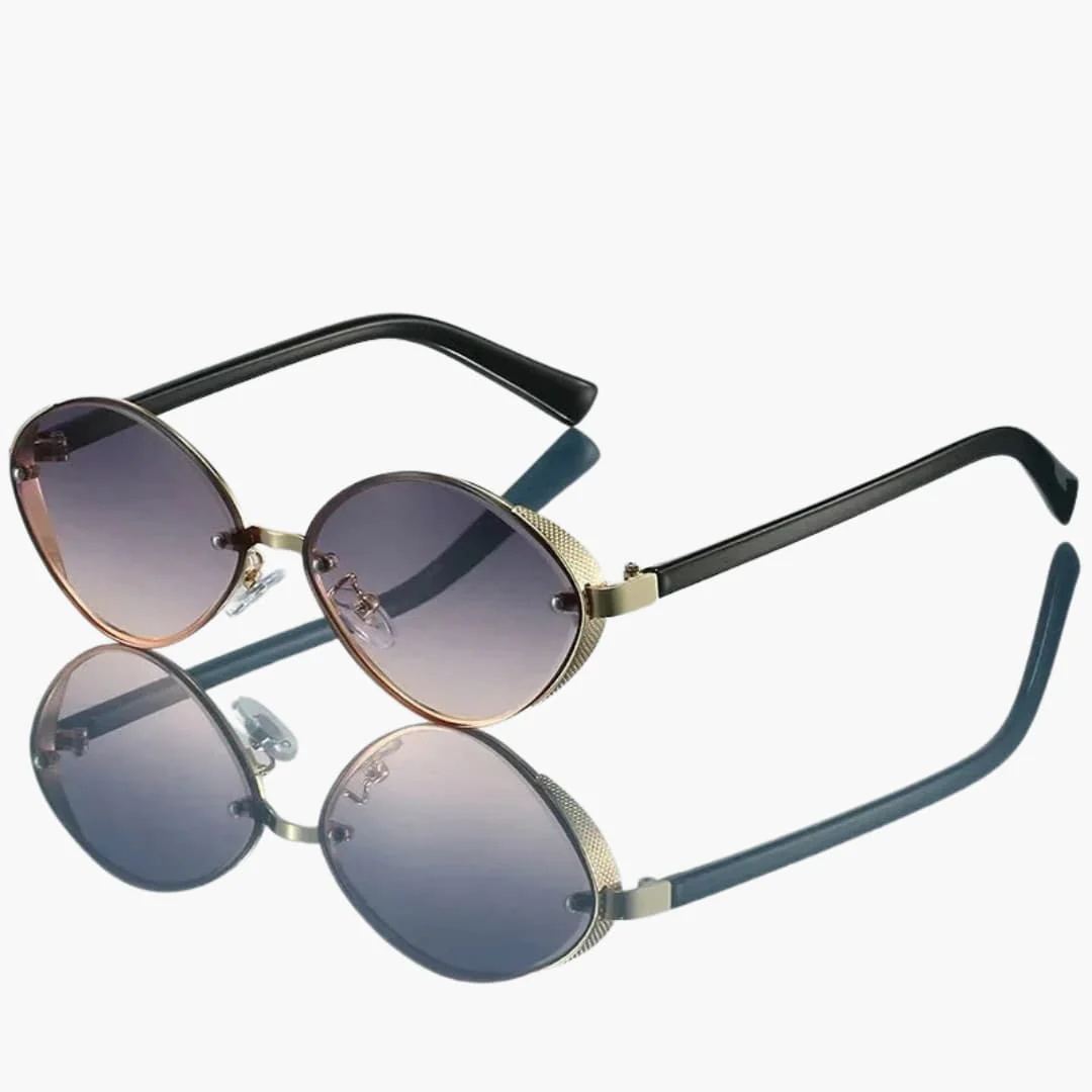 Damen Sonnenbrille mit ovalem Metallrahmen und UV400-Schutz - Image 3