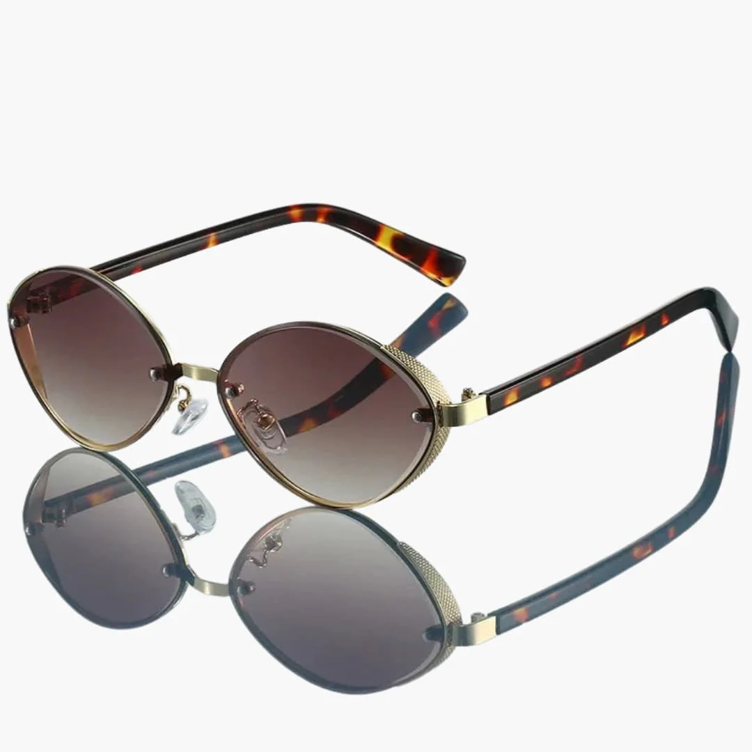 Damen Sonnenbrille mit ovalem Metallrahmen und UV400-Schutz - Image 4