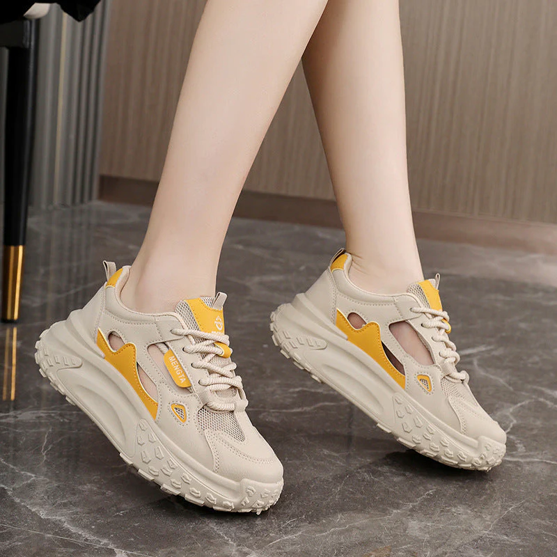 Damen sportliche Chunky Sneakers mit atmungsaktiven Netzeinsätzen und dämpfender Sohle - Image 2