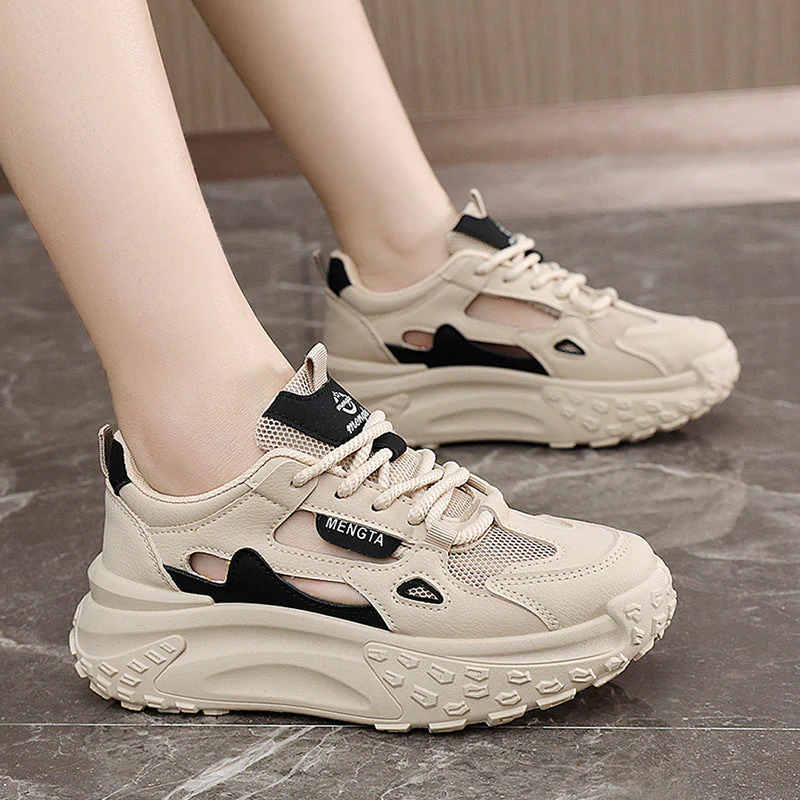 Damen sportliche Chunky Sneakers mit atmungsaktiven Netzeinsätzen und dämpfender Sohle - Image 3