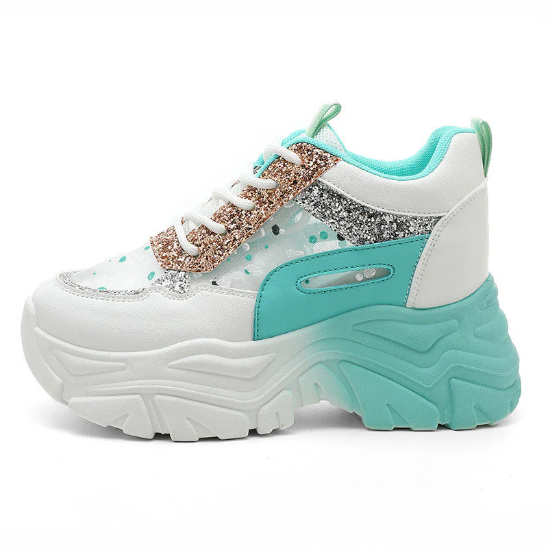Damen Sportliche Glitter Sneakers mit trendiger Plateausohle - Image 6