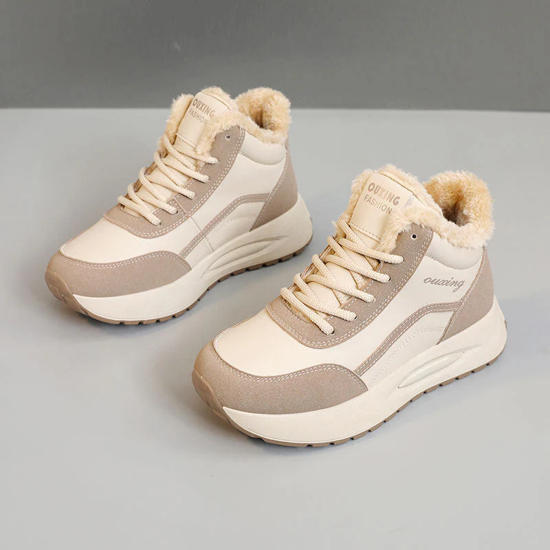 Damen Sportliche High-Top Sneakers mit warmem Fleece-Futter und rutschfester Sohle