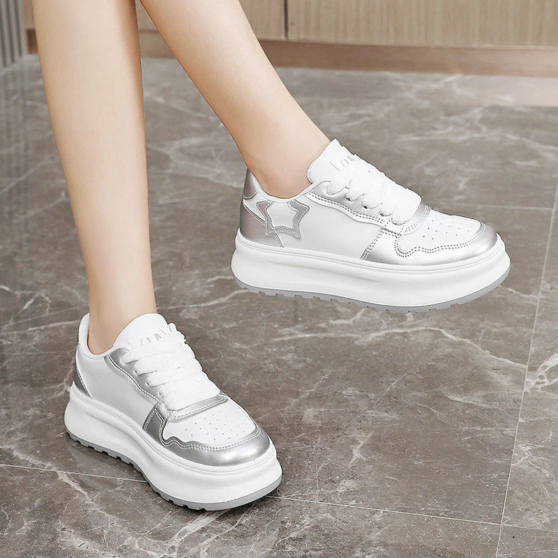 Damen Sportliche Plateau-Sneaker mit glänzenden Akzenten und komfortabler Dämpfung - Image 3