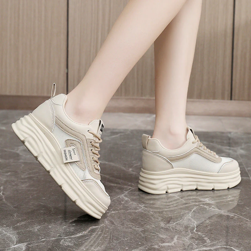 Damen Sportliche Plateau Sneakers mit atmungsaktivem Obermaterial und modischem Design - Image 3