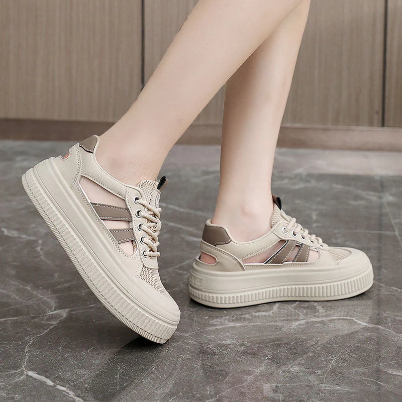Damen Sportliche Plateau Sneakers mit atmungsaktiver Mesh-Konstruktion und rutschfester Laufsohle - Image 2