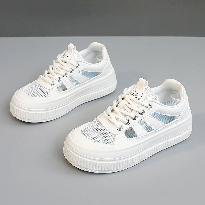 Damen Sportliche Plateau Sneakers mit atmungsaktiver Mesh-Konstruktion und rutschfester Laufsohle - Image 6