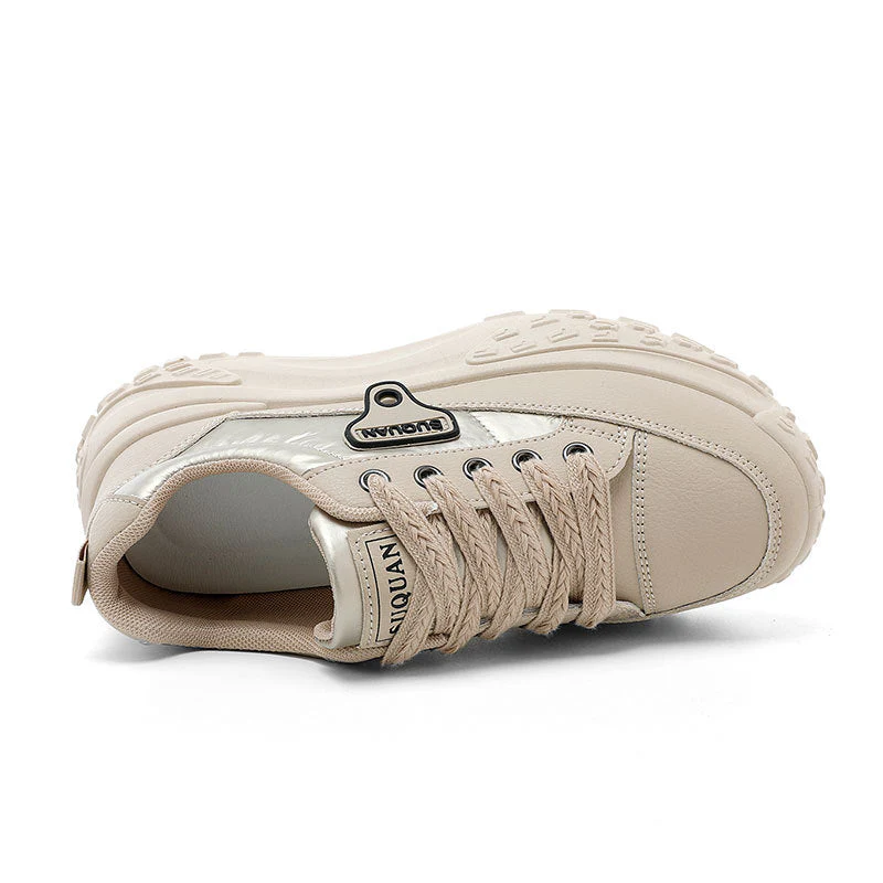 Damen Sportliche Plateau Sneakers mit rutschfester Laufsohle und atmungsaktivem Obermaterial