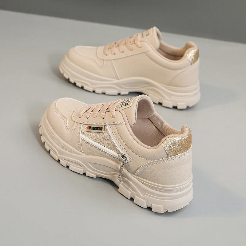 Damen sportliche Sneaker mit modischem Reißverschluss und stoßdämpfender Sohle - Image 3