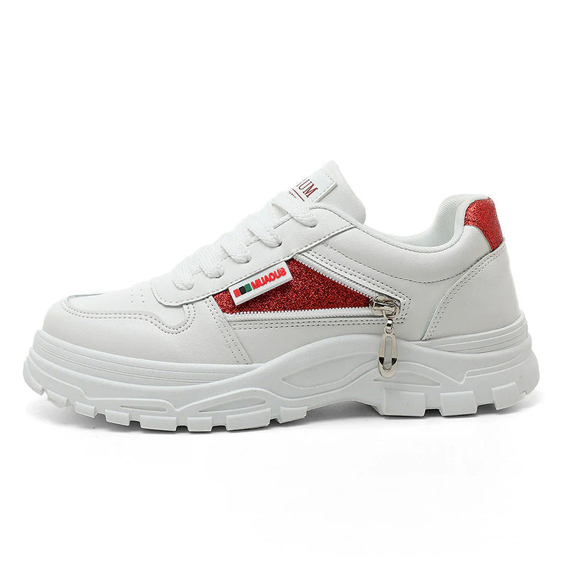 Damen sportliche Sneaker mit modischem Reißverschluss und stoßdämpfender Sohle - Image 5