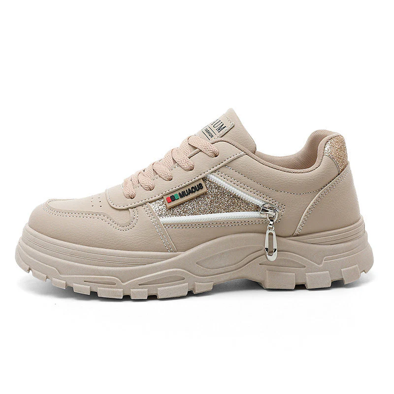 Damen sportliche Sneaker mit modischem Reißverschluss und stoßdämpfender Sohle - Image 6