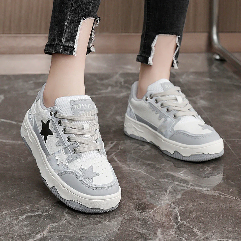 Damen Sportliche Sneakers mit modischem Stern-Design und atmungsaktiver Oberflächenstruktur - Image 2