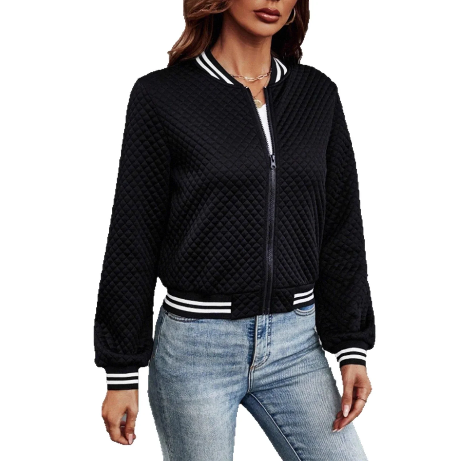 Damen Steppjacke im sportlichen Design mit kontrastierenden Ärmeln - Image 4