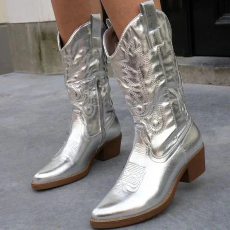 Damen Stiefel | Cowboy Stiefel mit spitzer Zehenform und Absatz - Image 7