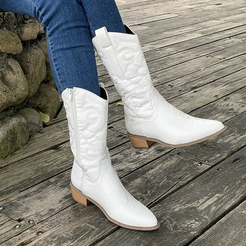 Damen Stiefel | Cowboy Stiefel mit spitzer Zehenform und Absatz - Image 9