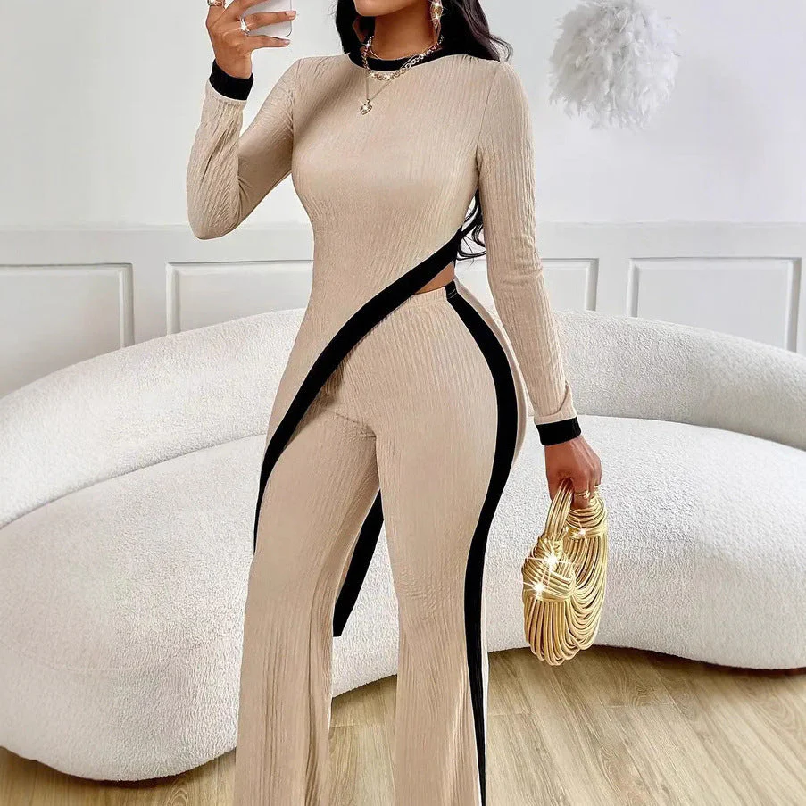 Damen Stilvoller Jumpsuit mit asymmetrischem Design und kontrastierenden Paspeln - Image 3