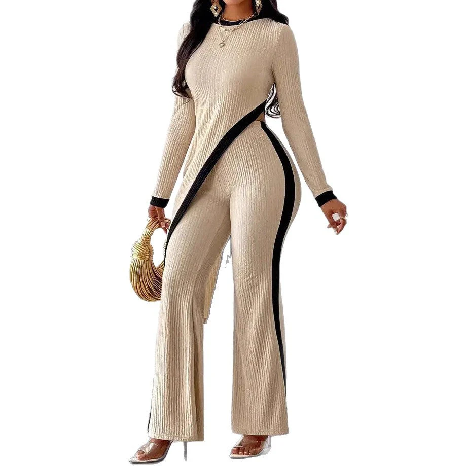 Damen Stilvoller Jumpsuit mit asymmetrischem Design und kontrastierenden Paspeln - Image 4