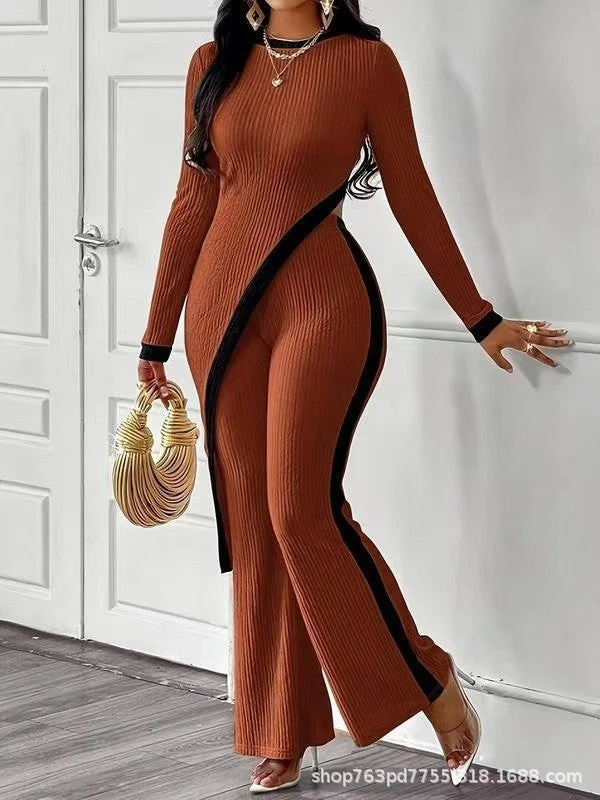 Damen Stilvoller Jumpsuit mit asymmetrischem Design und kontrastierenden Paspeln - Image 6
