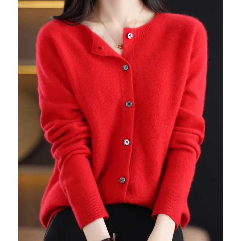 Damen Strickjacke aus Merinowolle – Rundhals-Design für jede Jahreszeit - Image 14