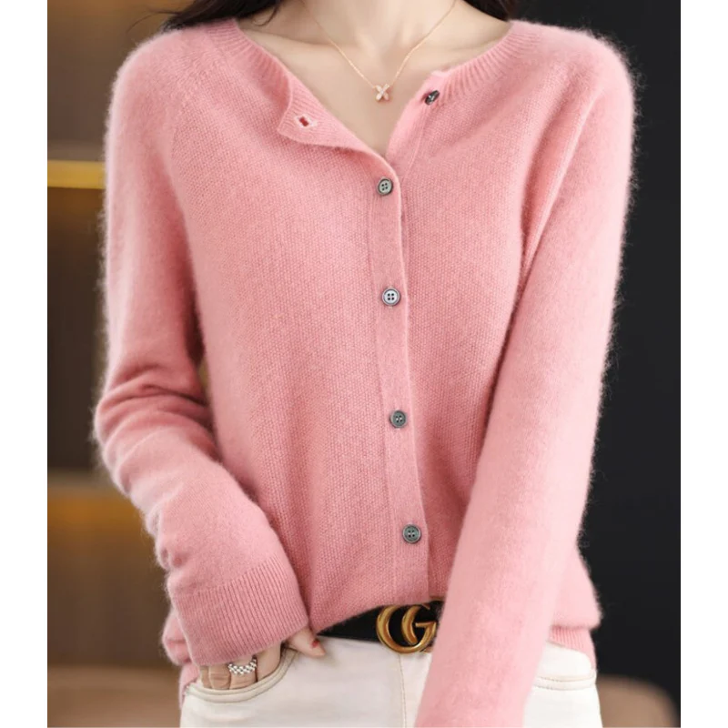 Damen Strickjacke aus Merinowolle – Rundhals-Design für jede Jahreszeit - Image 2