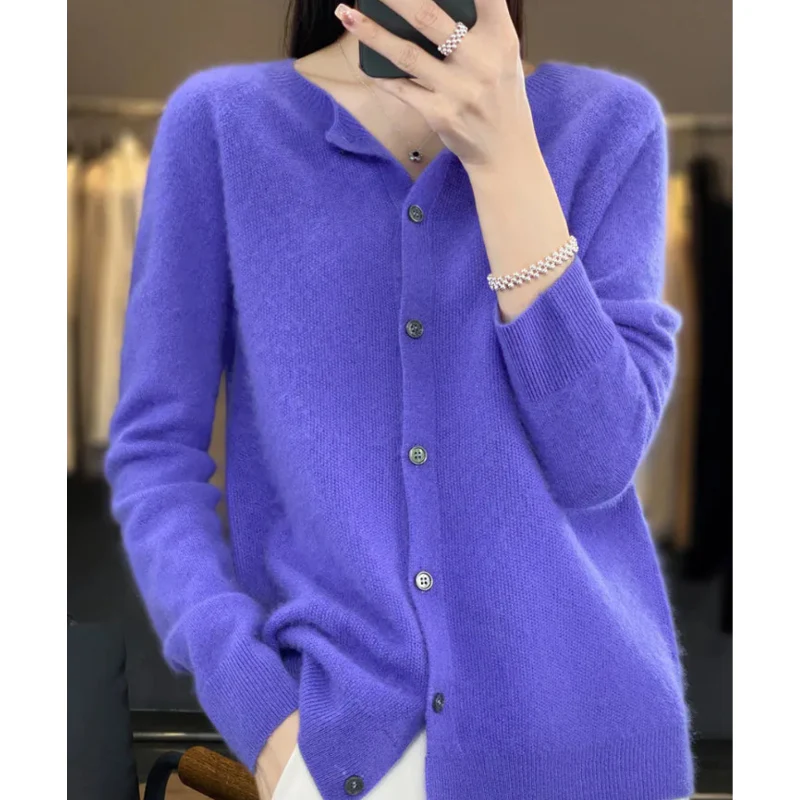 Damen Strickjacke aus Merinowolle – Rundhals-Design für jede Jahreszeit - Image 3